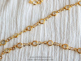 Clear Crystal Bezel Rosary Chain, Gold plated Connector Bezel Chain CH #515, 4 mm Chain