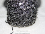 Gunmetal Black Clear Crystal 4 mm Bezel Chain, Black Plated Connector Bezel CH# 516, 4 mm Chains