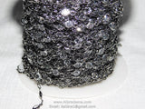 Gunmetal Black Clear Crystal Bezel Rosary Chain, Black plated Connector Bezel CH #516, 4 mm Chains