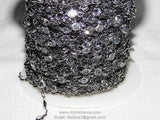 Gunmetal Black Clear Crystal Bezel Rosary Chain, Black plated Connector Bezel CH #516, 4 mm Chains