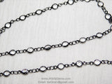 Gunmetal Black Clear Crystal 4 mm Bezel Chain, Black Plated Connector Bezel CH# 516, 4 mm Chains