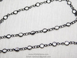 Gunmetal Black Clear Crystal 4 mm Bezel Rosary Chain, Black Plated Connector Bezel CH# 516, 4 mm Chains