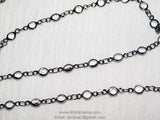 Gunmetal Black Clear Crystal Bezel Rosary Chain, Black plated Connector Bezel CH #516, 4 mm Chains