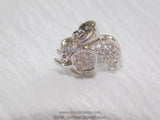 CZ Micro Pave Elephant Charms, Silver Cz Animal Pendant 15 x 13 mm Yoga charms, Lucky Elephant Pendant Dangle