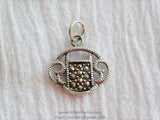 Pave Filigree Purse Longevity Lock Shield 925 Sterling Silver Marcasite Pendant Charm Dangle Sterling Silver Micro Pave Charm Bracelet