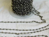 Pyrite Rosary Chain, 4 mm Natural Faceted Pyrite Bead CH #502, Quality Wire Wrapped Chains