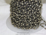 Pyrite Chain, 4 mm Natural Faceted Pyrite Bead CH #502, Quality Wire Wrapped Chains