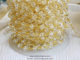 Clear Crystal Rosary Chain, 6 mm Crystal 22k Gold Plated Chain CH #323, Boho Jewelry Chains