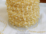 Clear Crystal Chain, 4 mm Crystal Gold Wire Wrapped Chain CH #329, Unfinished Jewelry Chains
