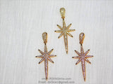 CZ Pave Silver Star Charm, Gold Starburst Cubic Zirconia Pendant # 50, Rose Gold North Star for Necklace Jewelry Supplies