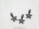 Micro Pave CZ Star Charms, Silver Starburst Dangles #60, Gold Cubic Zirconia