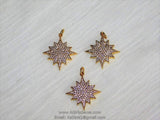 CZ Pave Star Charms, Gold Starburst Pendants Diamond Pave Sun Moon Pendants #10, Rose