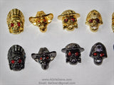 CZ Micro Pave Skull Head Beads, Bracelet Beads, Gold