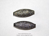 CZ Micro Pave Bead, Long Oval Egg Beads in *ALL CoLoRs* Rose