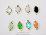 Teardrop Charm Connectors, 2 Pcs Oval Egg Charms Gold in Blue, Green