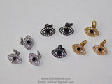 Tiny Evil Eye Charm, CZ Black Pave 9 x 11 mm Evil Eye Charms #97, Silver CZ Spinel Eye