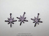 Black Star Charm, CZ Micro Pave Pendants, Dainty Small Starburst Black Rhodium Plated Cubic Zirconia Star Charms
