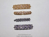 CZ Micro Pave Bar Connectors, Gold Plated Bracelet Links, Weave Filigree Baguettes