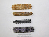 CZ Micro Pave Bar Connectors, Gold Plated Bracelet Links, Weave Filigree Baguettes