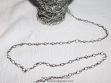 Silver Clear Crystal Bezel Rosary Chain, Silver plated Connector Bezel CH #518, 4 mm Chains