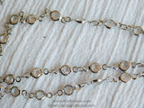 Silver Clear Crystal Bezel Rosary Chain, Silver plated Connector Bezel CH #518, 4 mm Chains