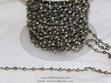 Pyrite Rosary Chain, 4 mm Natural Faceted Pyrite Bead CH #502, Quality Wire Wrapped Chains