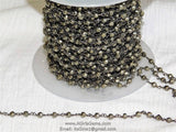 Pyrite Rosary Chain, 4 mm Natural Faceted Pyrite Bead CH #502, Quality Wire Wrapped Chains