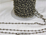 Pyrite Chain, 4 mm Natural Faceted Pyrite Bead CH #502, Quality Wire Wrapped Chains