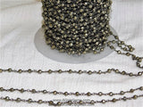 Pyrite Rosary Chain, 4 mm Natural Faceted Pyrite Bead CH #502, Quality Wire Wrapped Chains