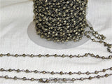 Pyrite Rosary Chain, 4 mm Natural Faceted Pyrite Bead CH #502, Quality Wire Wrapped Chains