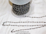 4 mm Natural Labradorite Rosary Chain, Gunmetal Black Wire Wrapped CH #338, Beaded Genuine Labradorite Beads