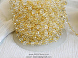 Clear Crystal Chain, 6 mm Crystal 22k Gold Plated Chain CH #323, Boho Jewelry Chains
