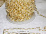 Clear Crystal Chain, 6 mm Crystal 22k Gold Plated Chain CH #323, Boho Jewelry Chains