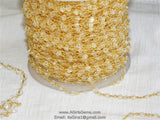 Clear Crystal Chain, 4 mm Crystal Gold Wire Wrapped Chain CH #329, Unfinished Jewelry Chains
