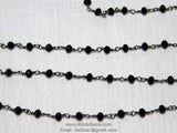 Gunmetal Black Rosary Chain, Crystal Wire Wrapped Chains CH #346, 6 mm Faceted Glass Crystal Beads