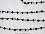 Gunmetal Black Chain, Crystal Wire Wrapped Chains CH# 346, 6 mm Faceted Glass Crystal Beads