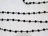 Gunmetal Black Rosary Chain, Crystal Wire Wrapped Chains CH# 346, 6 mm Faceted Glass Crystal Beads