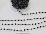 Gunmetal Black Rosary Chain, Crystal Wire Wrapped Chains CH #346, 6 mm Faceted Glass Crystal Beads