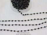 Gunmetal Black Rosary Chain, 4 mm Black Wire Wrapped Bead Chains CH #345, 3 5 10 feet Roll Bulk Plated Rosary Chain Beaded Rosary