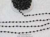 Gunmetal Black Chain, Crystal Wire Wrapped Chains CH# 346, 6 mm Faceted Glass Crystal Beads