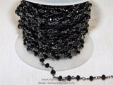 Gunmetal Black Chain, Crystal Wire Wrapped Chains CH# 346, 6 mm Faceted Glass Crystal Beads