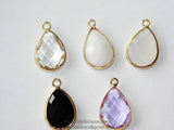 Teardrop Charm Connectors, 2 Pcs Oval Charms Gold Plated White/Black/Purple/Clear Pendants for DIY Earrings/Bracelet/Necklace