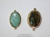Amazonite Connector, Gold Oval Links for Bracelet and Necklace Jewelry making, Blue Amazonite Stone