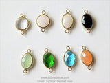 Teardrop Charm Connectors, 2 Pcs Oval Egg Charms Gold in Blue, Green