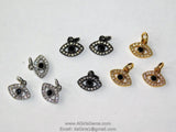Tiny Evil Eye Charm, CZ Black Pave 9 x 11 mm Evil Eye Charms #97, Silver CZ Spinel Eye