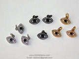 Tiny Evil Eye Charm, CZ Black Pave 9 x 11 mm Evil Eye Charms #97, Silver CZ Spinel Eye