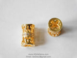 CZ Pave Barrel Tube Cross Aztec Bead, Cubic Zirconia Gold Plated Focal Bead Spacers for Bracelets