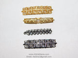 CZ Micro Pave Bar Connectors, Gold Plated Bracelet Links, Weave Filigree Baguettes