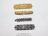 CZ Micro Pave Long Bar Connectors, Dainty Gold Plated Bracelet Links, Baguettes
