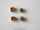 CZ Micro Pave Balls and Squares, Round Silver or Gold with Black CZ Pave Beads, 6 mm Focal Bead Spacer
